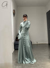 Mutedance 24 Autumn and Winter Button Lapel Long Sleeve Dress MD-MD24FW83-blue MD24FW82 MD24FW83